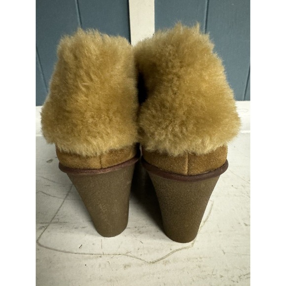 B MAKOWSKY Wedge Suede BF NELLIE Ankle Booties Real Leather Shoes Sherpa Sz 8 W - Picture 5 of 7
